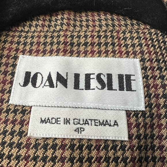 Vintage Joan Leslie Blazer Brown Black Houndstooth Size 4P - Picture 6 of 7
